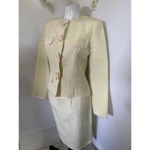 Sera B New York Size‎ 4 Silk Exquisite Polka Dot Textured Sequin Buttons Jacket